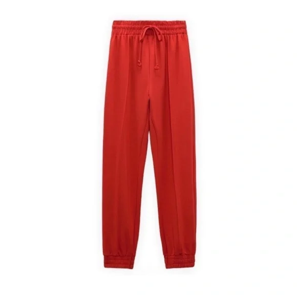 ZARA Red Track Pants Joggers Size S - Picture 3 of 12